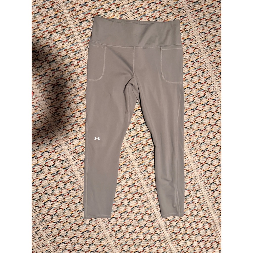 Capri Under Armour Womens 1X Gray High Waisted Pocket Leggings Activewear